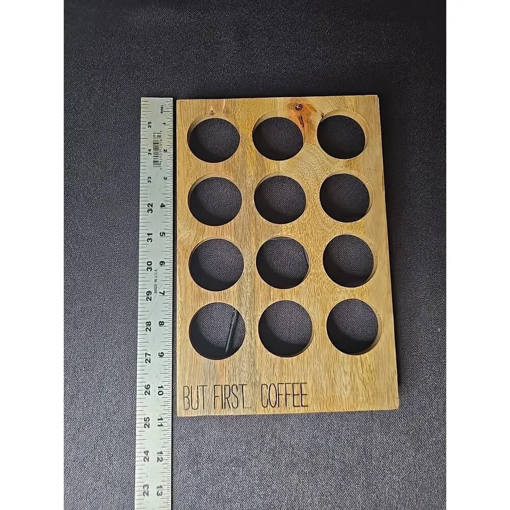 But First...Coffee Pod Stand Farmhouse Pod Holder K-Cup Compatible Wood 12 Hole